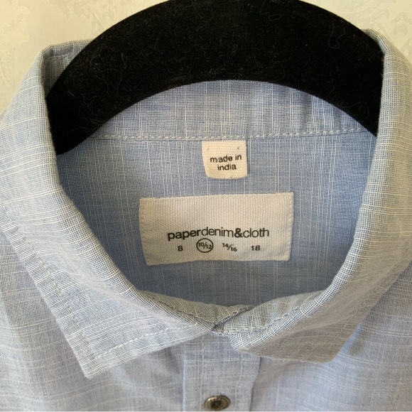 Boys Paper Denim & Cloth Button up Shirt Light blue SZ (10/12) - Picture 5 of 10